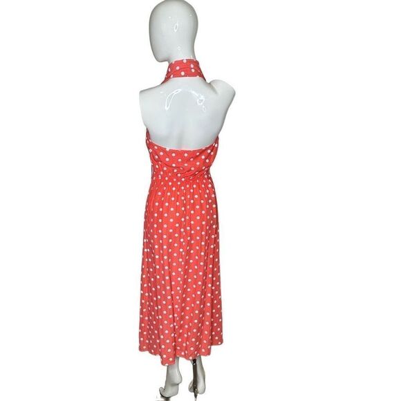 Polka Dot Halter Midi Dress - Red - Picture 2 of 8